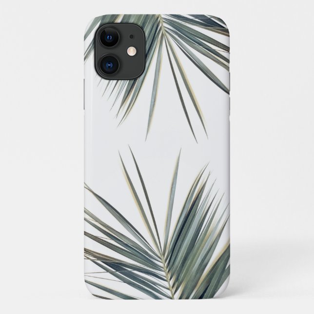Pale Green Palm Tree Leaf iPhone 11 Coque (Dos)