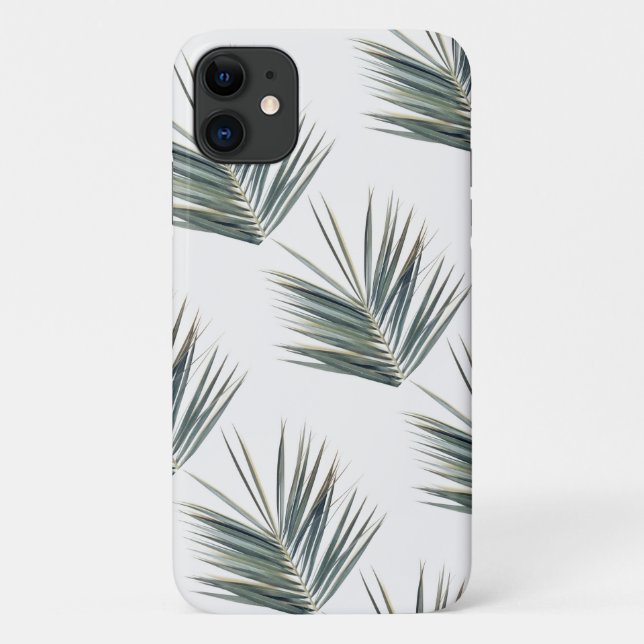 Pale Green Palm Tree Leaf iPhone 11 Coque (Dos)