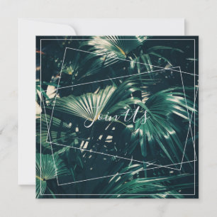 Pale Green Palm Tree Leaf Rejoignez-nous Carte Pla