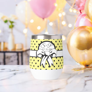 Pale Jaune Polka Pot Blanc Bow Personnalisé