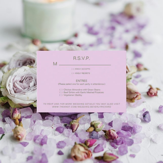 Pale Lavender Diner Options Mariage Carte RSVP (Créateur téléchargé)