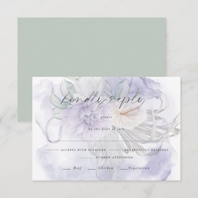 Pale Lilac Floral Meice Choice RSVP (Devant / Derrière)