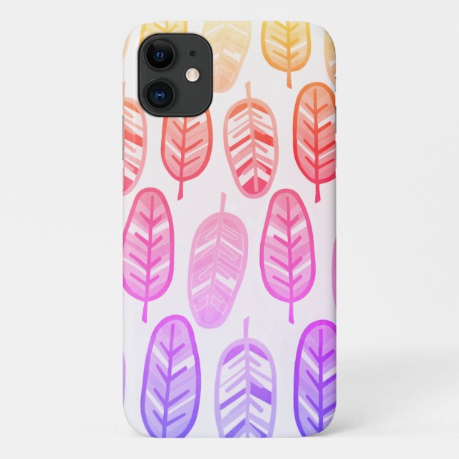 Pale Pastel Couleur rose Feuille iPhone 11 Coque (Dos)