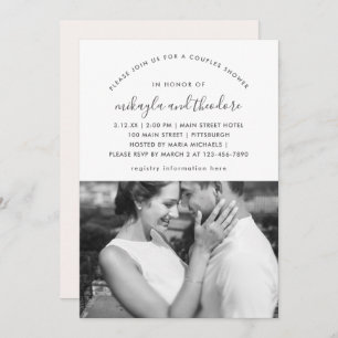 Pale Peach Couples Shower Photo Invitation