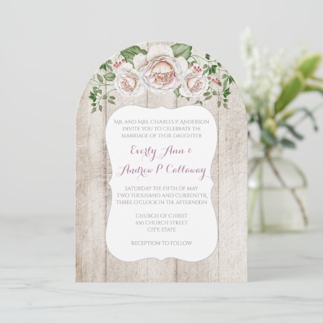 Pale Pink Farm House Barnwood invitations de maria (Debout devant)