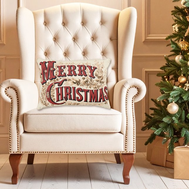 Pale Red Gold Country Style Joyeux Coussin de Noël (Créateur téléchargé)