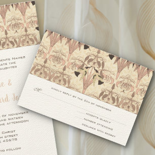 Pale Rose Art Nouveau Hummingbirds Mariage RSVP Ca