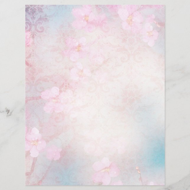 Pale rose floral & Damask scrapbook Ephemera (Devant)