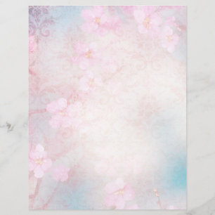 Pale rose floral & Damask scrapbook Ephemera