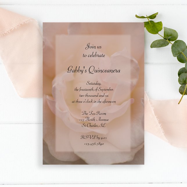Pale Rose Quinceanera Party Invitation (Créateur téléchargé)