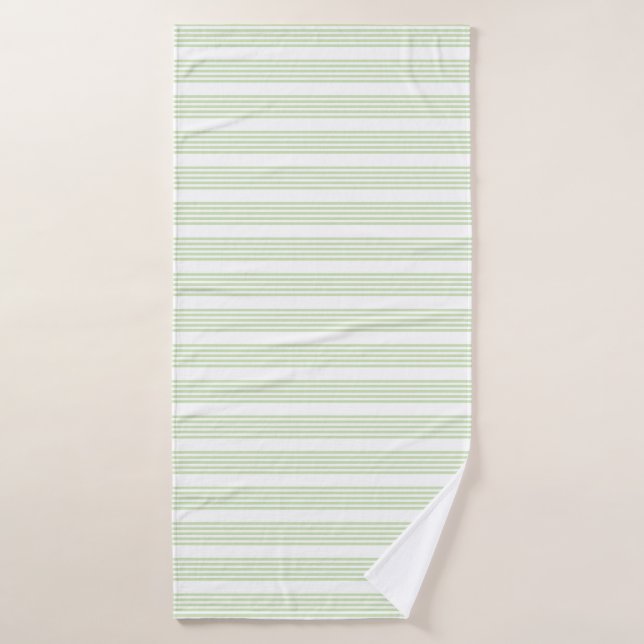 Pale vert et blanc cinq bandes motif (Serviette de bain)