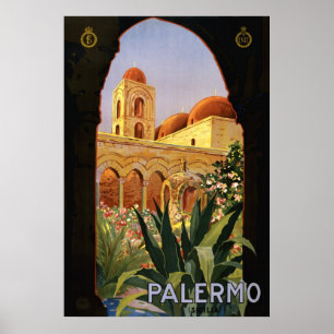 Palerme Sicile affiche de voyage italienne 1920 EN