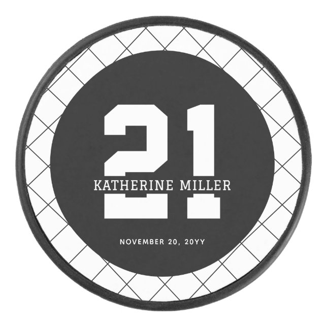 Palet De Hockey 21e anniversaire personnalisé Moderne et élégant (Devant)