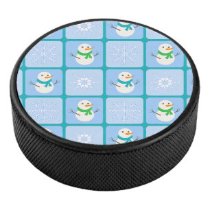 Palet De Hockey À damiers hiver bonhomme de neige motif et flocons