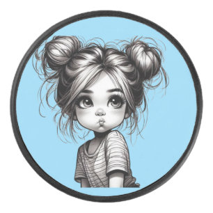 Palet De Hockey Adorable Fille de Noël avec chatte - Idée cadeau m