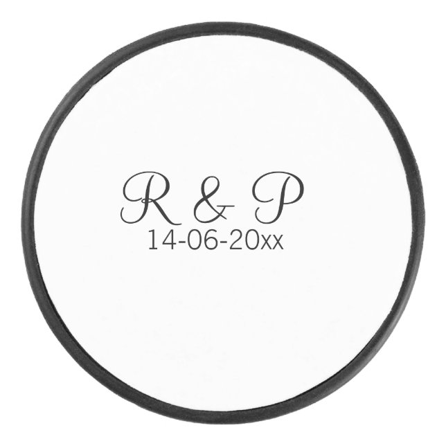 Palet De Hockey Ajouter monogramme du nom du couple ajouter date a (Devant)