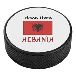 Palet De Hockey Albanie et drapeau albanais avec votre nom Hockey