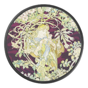 Palet De Hockey Alphonse Mucha Femme au marguerite Art nouveau Art