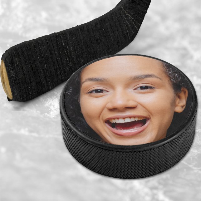 Palet De Hockey Amusants Visage Complet Fermer Selfie Photo (Fun Full Face Close Up Selfie Photo Hockey Puck)