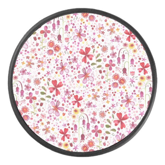 Palet De Hockey Aquarelle florale moderne (Devant)