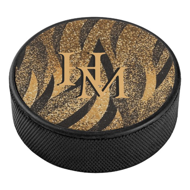 Palet De Hockey Black Gold Glitter Tiger Pattern Initials (3/4/2016 12:00:00 AM)