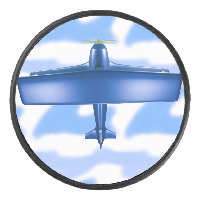Palet De Hockey Blue Plane Aviation Sky Blue Clouds Puck (Devant)