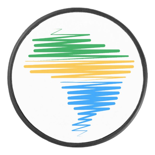 Palet De Hockey Brésil carte frontière avec drapeau brésilien coul (Devant)