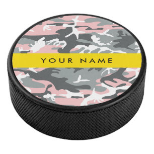 Palet De Hockey Camouflage rose et gris Votre nom Personnalisez