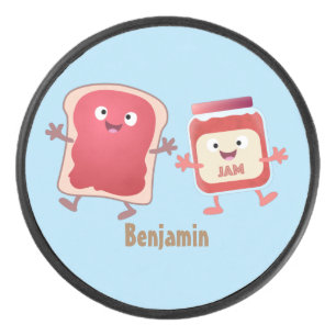 Palet De Hockey Caractères de dessins animés sur le pain et la con