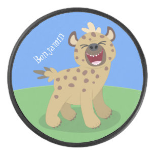 Palet De Hockey Caricature amusante hyena riant illustration