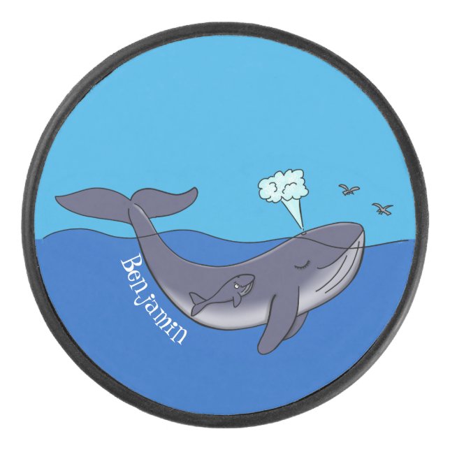 Palet De Hockey Caricature de baleine mignonne et de baleine de ve (Devant)