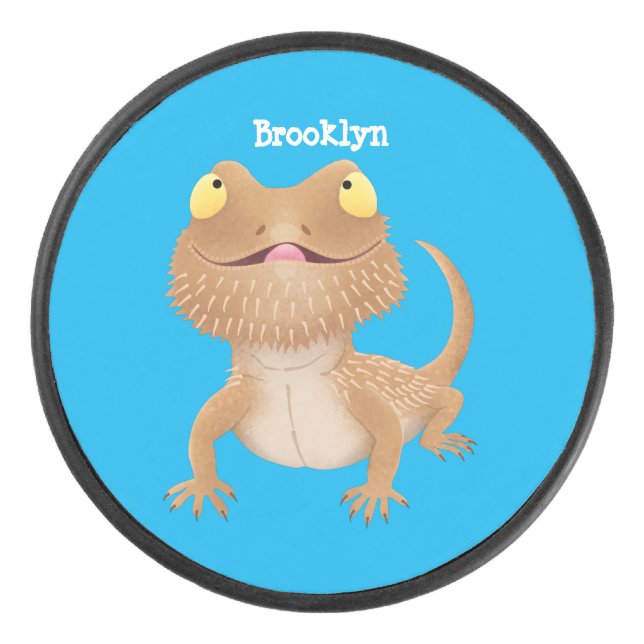 Palet De Hockey Caricature de lézard de dragon à barbe (Devant)