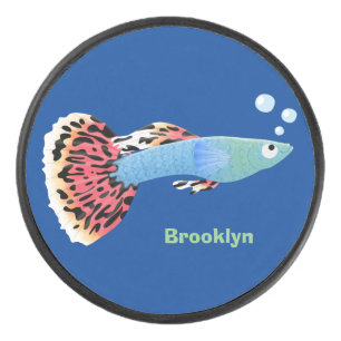 Palet De Hockey Caricature de poisson tropical guppy très chic