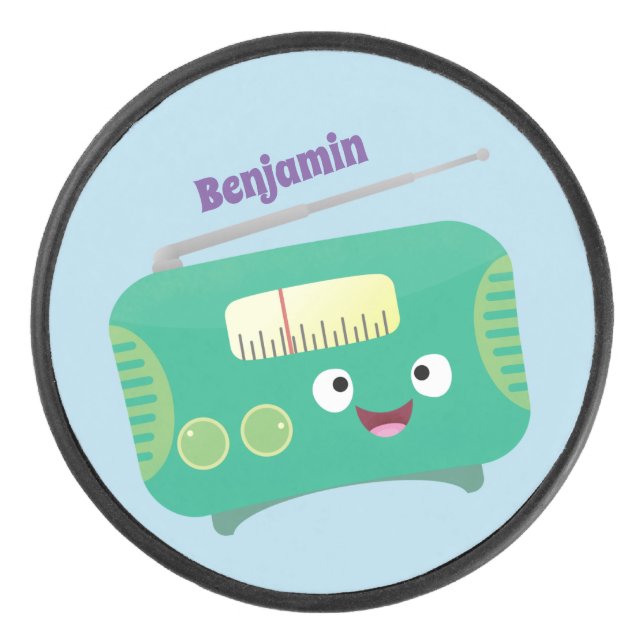 Palet De Hockey Caricature de radio rétro amusante (Devant)