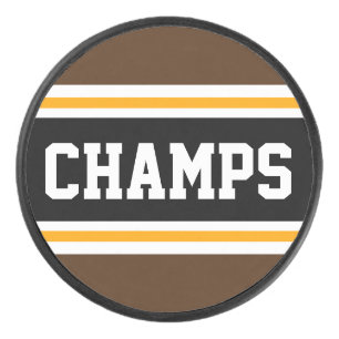 Palet De Hockey CHAMPS Brown Jaune Noir Blanc Sportif Stripes