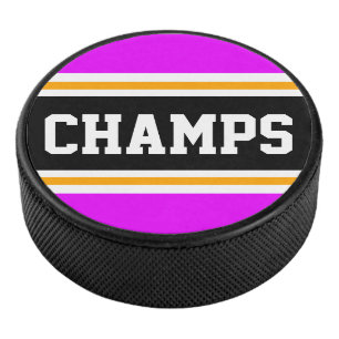 Palet De Hockey CHAMPS Fun Bright Rose Black Yellow Racing Stripes