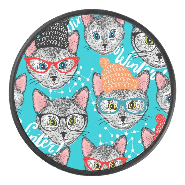 Palet De Hockey Chat dans le casquette (Devant)