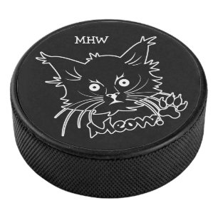 Palet De Hockey Chat noir monogramme personnalisé chat chaton