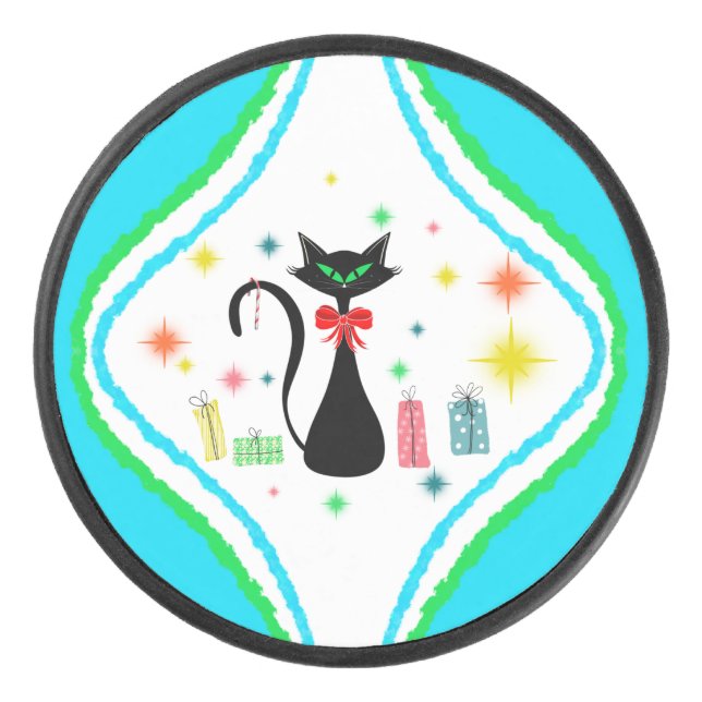 Palet De Hockey Chat Siamese Retro Christmas (Devant)