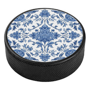 Palet De Hockey Chinoiserie florale bleue aquarelle blanche