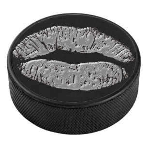 Palet De Hockey Chrome Lèvres de baiser sur noir