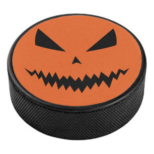 Palet De Hockey Citrouille d'Halloween Jack O'Lantern noire orange