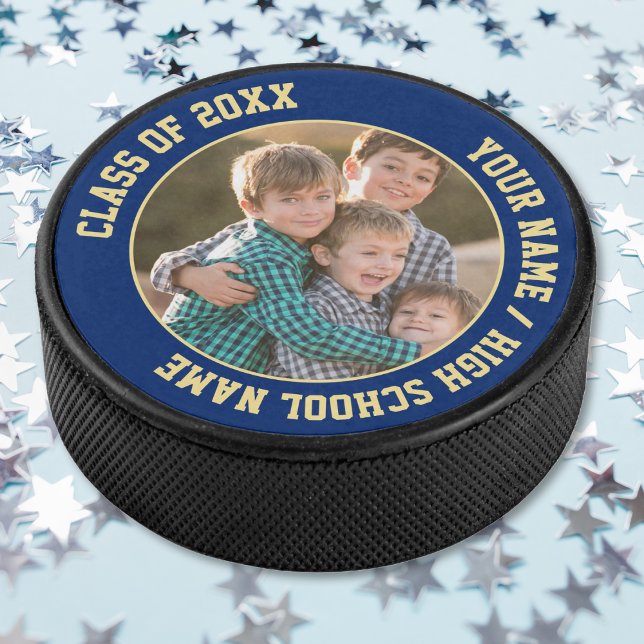 Palet De Hockey Classe de 2025 Graduation Party cadeau photo (Class of 2024 School Graduation Party Gift Photo Hockey Puck)