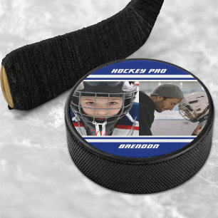 Palet De Hockey Collage photo Hockey Pro Bleu et blanc rayé