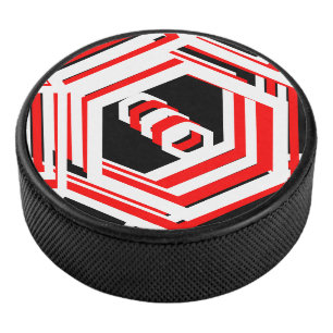 Palet De Hockey Coloré rouge noir blanc géométrique 4Bob Puck