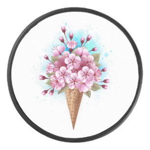 Palet De Hockey Cône rose Sakura crème glacée gaufre
