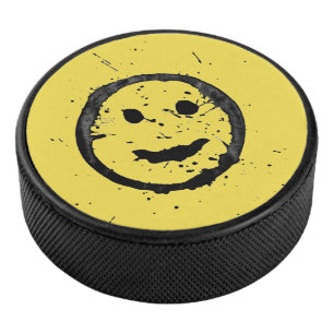 Palet De Hockey Cool Sardé Joyeux visage souriant jaune
