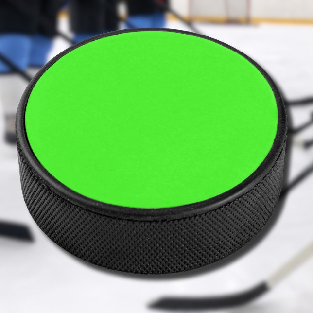 Palet De Hockey Couleur solide verte néon | Classique (Créateur téléchargé)