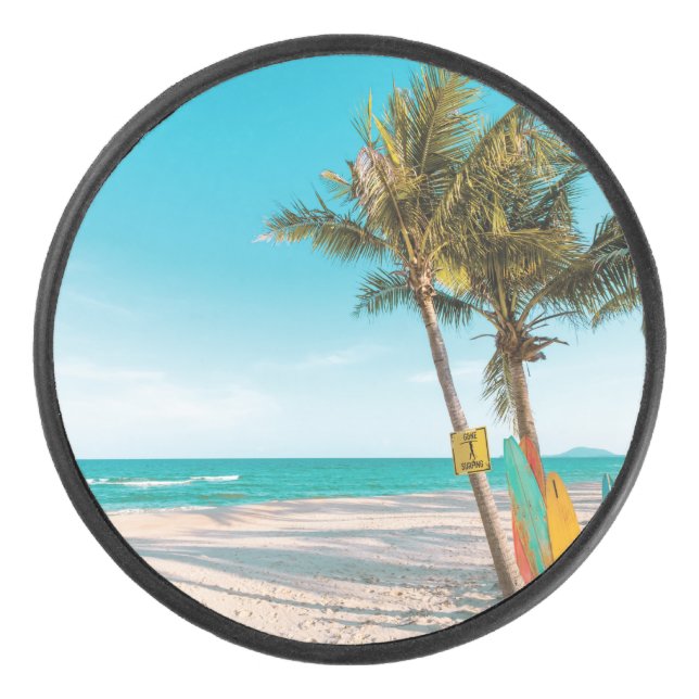 Palet De Hockey Coussin jetable avec planches de surf sur la plage (Devant)