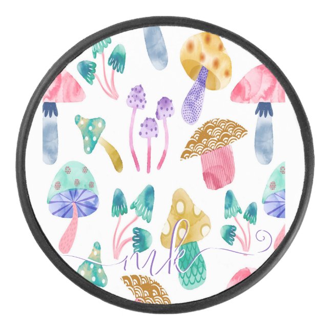 Palet De Hockey Cute Aquarelle Champignons (Devant)